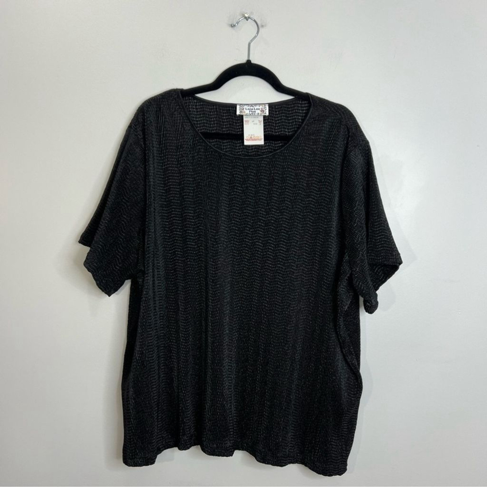 Vintage 80s 90s Lana Lee Plus black crinkly short sleeve top 4X - Picture 4 of 9